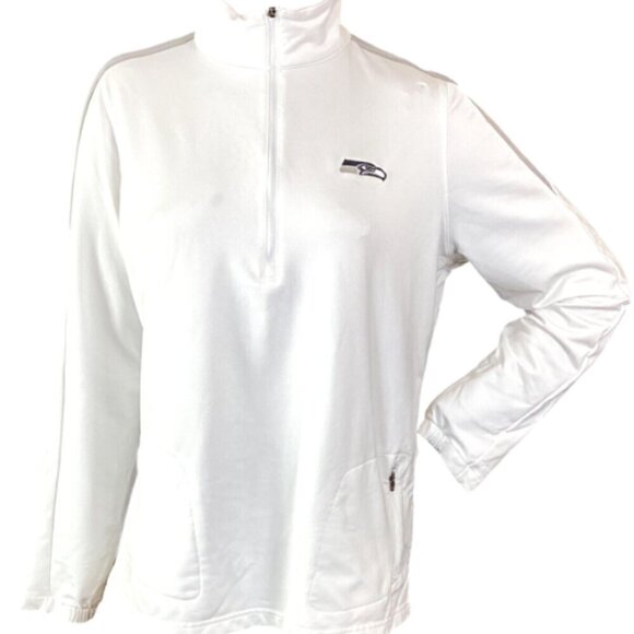 Antigua 1/4 Zip Pullover Top White Seattle Seahawks Men's L #33F - Picture 1 of 10